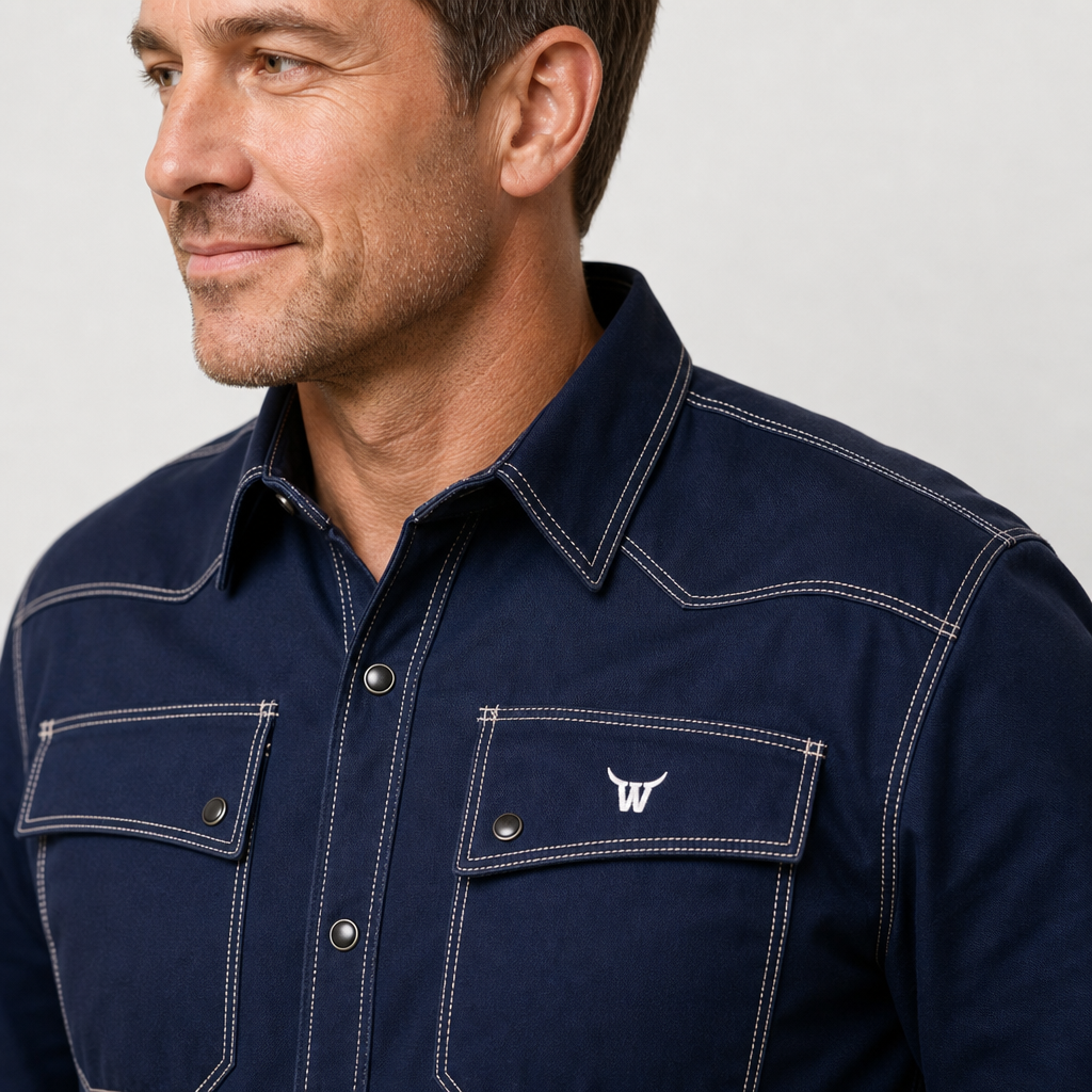 WeldaBeast 5.6 OZ NFPA 2112 Cat 2 Inherently Flame Resistant Western Style Shirt.